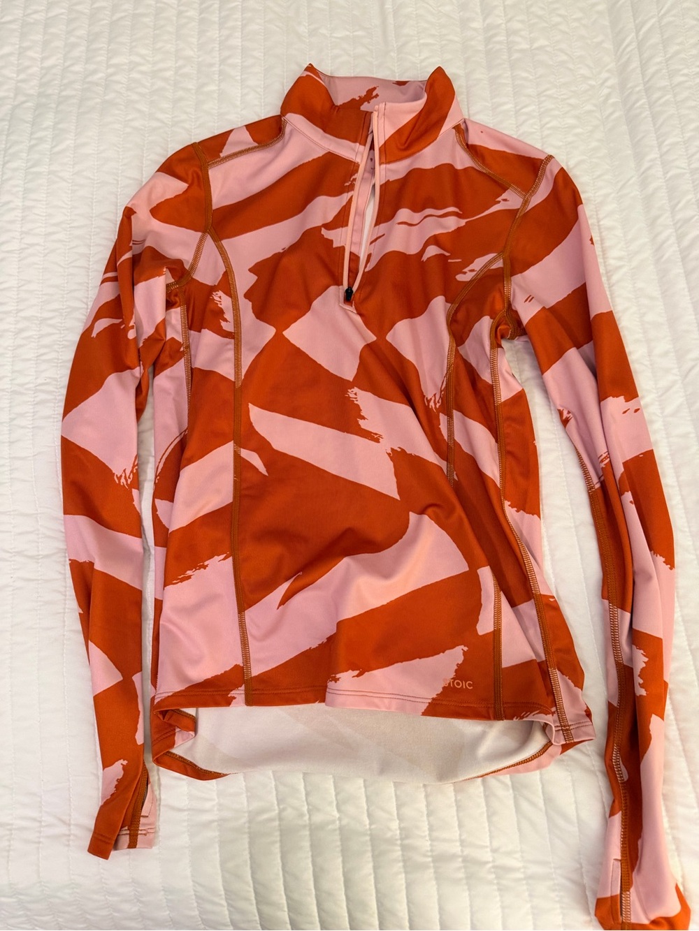 Women’s Long Sleeve 1/4 zip Top - Pink & Orange Zip Neck